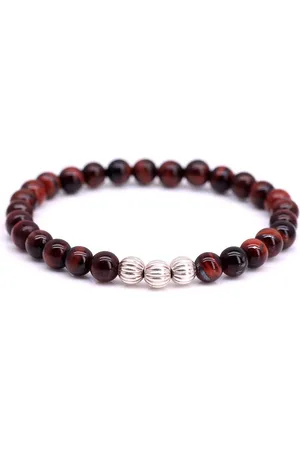FortunaBeads Minimal Tijger Oog Armband – Heren – Natuursteen – Large 20cm