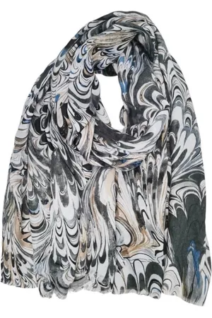 Merkloos Lange dames sjaal Carina fantasiemotief grijs bruin blauw antraciet