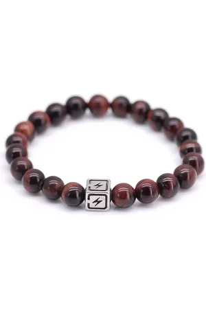 FortunaBeads Fortuna Beads – Energy Red Tiger Eye – Kralen Armband – Heren– Wijnrood – 18cm