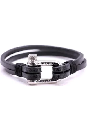 FortunaBeads Nautical L1 Staal Armband – Heren – Leer – Large 20cm