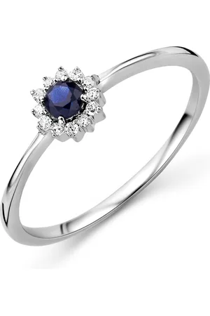 Miore Ring met Blauwe Saffier en Diamanten Dames - 9 Karaat - Kleur