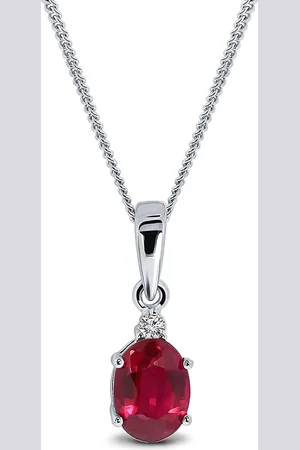 Miore Rode Robijn Ketting met Diamant Dames - Conflictvrije Edelstenen - 9 Karaat - Kleur - Handgemaakte Hoogwaardige Sieraden