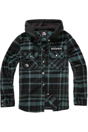 Brandit Iron Maiden - Check Sweathood Eddy Longsleeve shirt - M - /Groen