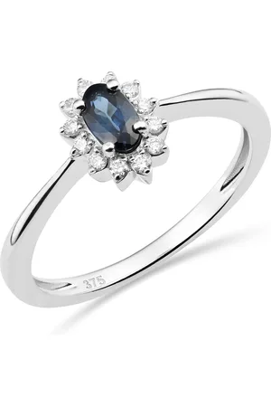 Miore Ring Dames Natuurlijke Saffier en Diamanten - 9 Karaat - Kleur
