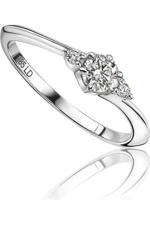 Miore Witgouden Ring met Diamanten Dames 14 karaat Goud
