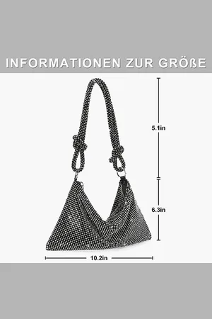 Merkloos Clutch voor dames, avondtas met glitters, schoudertas, elegante handtas met ritssluiting, strassteentjes, portefeuille voor eindexamenfeest, feest