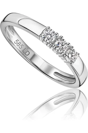 Miore Witgouden Ring met Diamanten Dames 14 karaat Goud