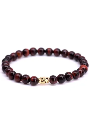 FortunaBeads Premium Red Tiger Eye Kralen Armband Heren – – Large 20cm