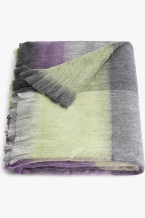 Alpaca Loca Geblokte Sjaal - 200 x 65 cm - , Paars, Grijs