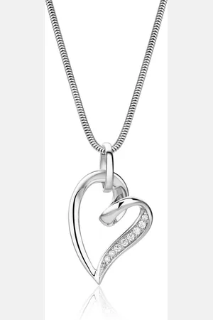 Miore Zilveren Hart Ketting met Zirkonen - Halsketting - Dames - 925 Zilver - Conflictvrije Edelstenen - Handgemaakte Hoogwaardige Sieraden