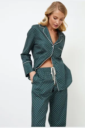 Aruelle Dames pyjama Genny-pyjamahemd met lange mouw-knoopsluiting-lange broek met zakken-