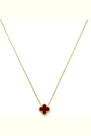 AURELIA Luxe Klaver ketting - Goudkleurig Collier Goud - minimalistisch necklace -bloemetje - klavertje vier - roestvrijstaal