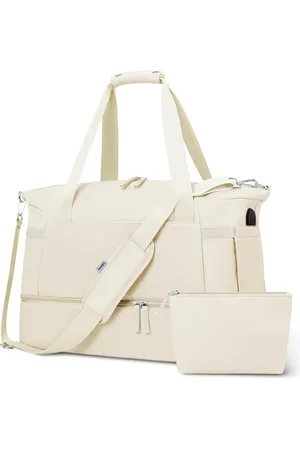KIOTO Reistas - Weekendtas Dames - 37L - Vliegtuig Handbagage - Duffel Bag - Travel Bag - Smart sleeve voor op Koffer - Waterafstotend - Weekendtassen & Reistassen - Beige