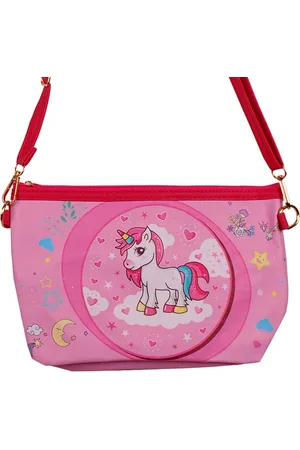 S.Y.W Schoudertasje Eenhoorn Roze met Hartjes- 25x17cm