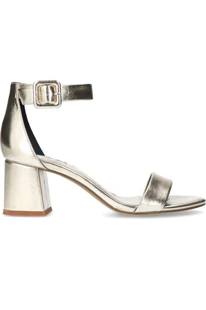 Sacha Dames - Gouden metallic sandalen met blokhak