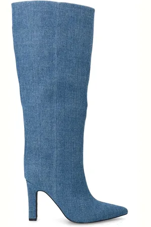 Sacha Dames - Lichtblauwe denim hoge laarzen met hak