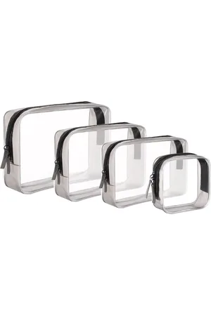 Merkloos Transparante toilettas - waterdicht PVC - 4 stuks - vliegtuig make-uptas - doorzichtig - reisset - voor mannen vrouwen kinderen - familie - klein medium groot