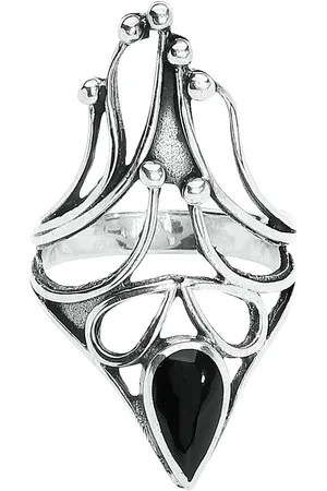 etNox Black Onyx Ring M Zilver - Gothic