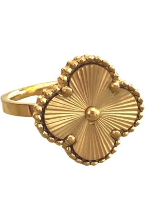 AURELIA Luxe Klaver Ring - Goudkleurig - minimalistisch -bloemetje - klavertje vier - roestvrijstaal