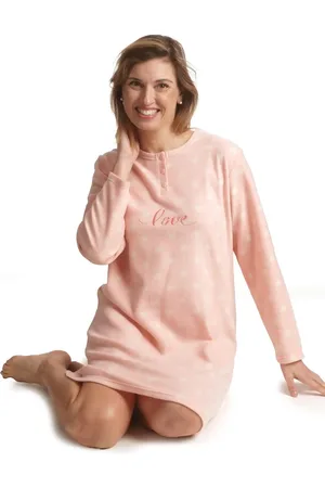 Cocodream Cocodream Fleece nachthemd dames - Love - Warme winter nachtjapon - S