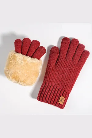 Merkloos MOSEN-Winterhandschoenen met touchscreen voor dames - Warme gebreide handschoenen met fleecevoering - Winterhandschoenen met elastische manchetten - Winterhandschoenen met dubbele laag pluche verdikte handschoenen voor buitenfietsen