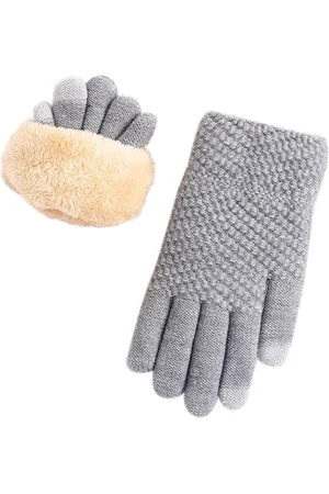 Merkloos Winterhandschoenen met touchscreen voor dames - Warme gebreide handschoenen met fleecevoering - Winterhandschoenen met elastische manchetten - Winterhandschoenen met dubbele laag pluche verdikte handschoenen voor buitenfietsen