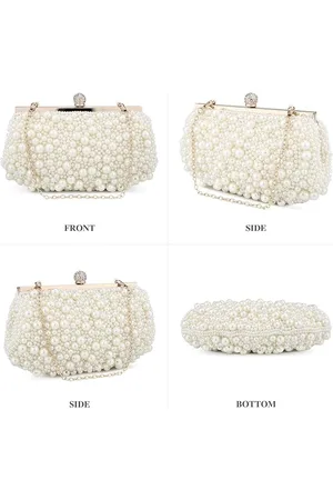 Merkloos Dames Parel Avond Clutch Bag Dames Bruiloft Handtas Portemonnee Diner Party Prom Bruidstas