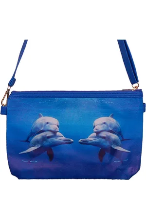 S.Y.W Schoudertasje Dolfijn Blauw - Duo - 25x17cm