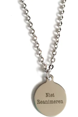 2 Love It Niet Reanimeren - Ketting - Ronde penning - Volledig RVS/Stainless steel - 50 cm + 5 cm verlening - KA