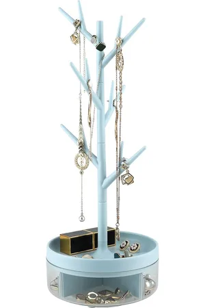 Merkloos Tak sieradenstandaard met draaibare basis en opbergdoos, boom, toren, hangende opbergdoos, ring, oorbellen, halsketting, armband, geschikt voor woonkamer, badkamer, kantoor enz.
