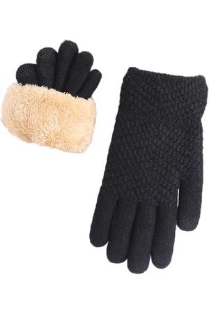 Merkloos MOSEN-Winterhandschoenen met touchscreen voor dames - Warme gebreide handschoenen met fleecevoering - Winterhandschoenen met elastische manchetten - Winterhandschoenen met dubbele laag pluche verdikte handschoenen voor buitenfietsen