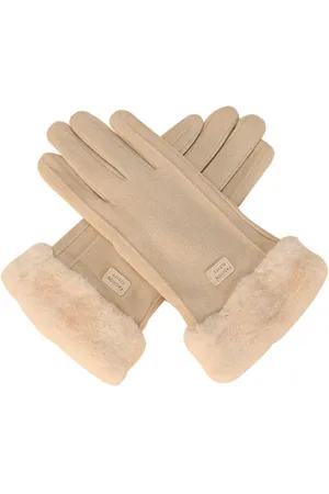 Merkloos Kasjmier handschoenen - winter touchscreen handschoenen voor dames - outdoor pluche en dikke handschoenen - warme gebreide handschoenen - koudebestendige touchscreen handschoenen - winddichte handschoenen met wolvoering