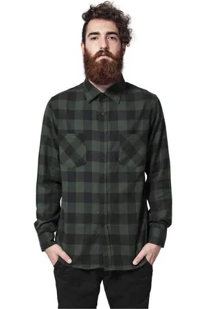 Urban classics Overhemd -L- Checked Flanell /Groen