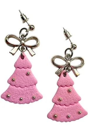 2 Love It Kerstboom Candy - Oorbellen - Oorhangers - Polymeerklei - Lichtgewicht - 4.5 x 2.5 cm - Kerst - Winter - - Zilverkleurig