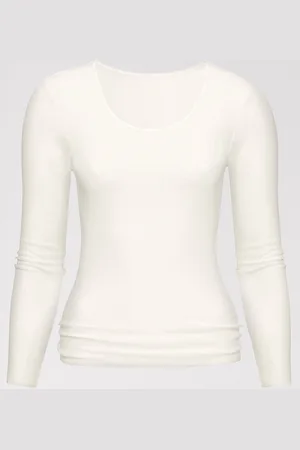 Mey Dames Exquisite Longsleeved Top 66577 1 Wit - 70% merinowol en 30% zijde - maat 46