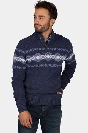 NZA NZA - Blauwe pullover met knopen en lichtblauw motief