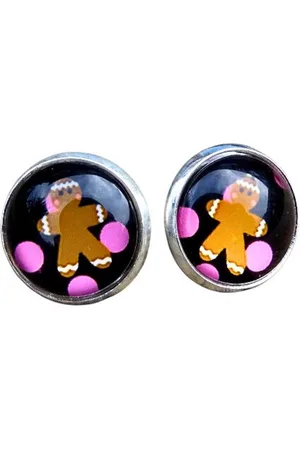 2 Love It Peperkoek - Kerstoorbellen - Oorbellen - Stekers - Kerst - Metaal - Bruin - Roze - Wit - Zwart - Zilverkleurig