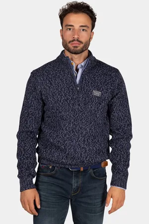 NZA NZA - Gemêleerde donkerblauwe wollen pullover