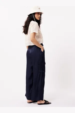 FRNCH PARIS Blauwe satijnen cargo broek Nouma - FRNCH