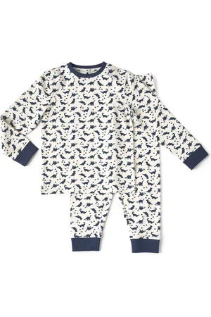 Little Label Pyjama jongens - wit dino - 12Y/146-152 - maat: 146/152 - bio-katoen