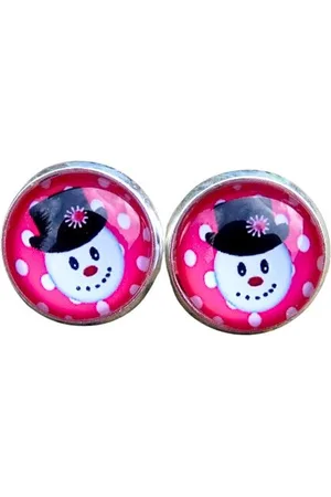 2 Love It Sneeuwpop P - Kerstoorbellen - Oorbellen - Stekers - Kerst - Metaal - Rood - Roze - Wit -Zwart - Zilverkleurig