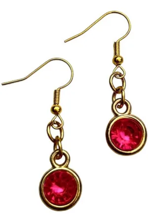 2 Love It Bling F - Oorbellen - Lengte 4 cm - Stainless steel - Fuchsia - Goudkleurig