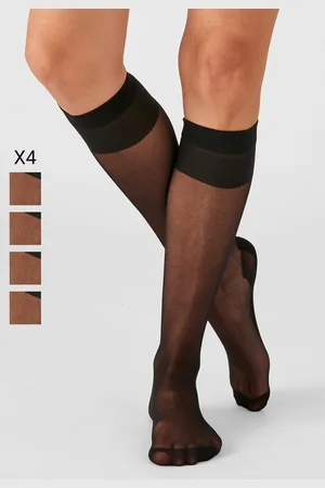 Damart Set van 4 paar kniekousen in mousse 20D. - Vrouwen - - 38/39
