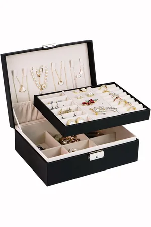 Merkloos Sieradendoosje voor dames, meisjes, sieradenopslag op reis, rechthoekig, klein sieradendoosje, sieradenkistje voor ringen, oorbellen, halsketting, meerdere kleuren