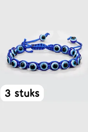 Akyol Blauwe Evileye armband – 3 stuks - evil – eye – blauwe evileye – armband– unisex – geluk – bescherming – boze oog ketting - turkse oog - nazar - cadeau voor vriendin - blauwe oog armband – vrienden armband