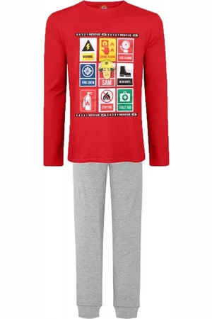 Brandweerman Sam Pyjama - maat 122 - Fireman Sam pyama - rood met grijs