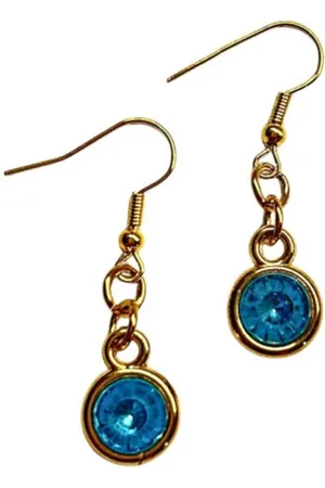 2 Love It Bling AB - Oorbellen - Lengte 4 cm - Stainless steel - Aqua - Goudkleurig