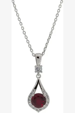 Zilver Dames Ketting met Robijn Hanger - Dames Ketting met Robijn 925 - 925 Ketting met 1ct Robijn - Ruby Silver Necklace - Amona Jewelry