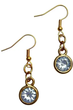 2 Love It Bling H - Oorbellen - Lengte 4 cm - Stainless steel - Helder - - Goudkleurig