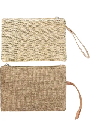 Merkloos Stijlvolle Boho Strandtas en Khaki Handtas voor Vrouwen - Set van 2